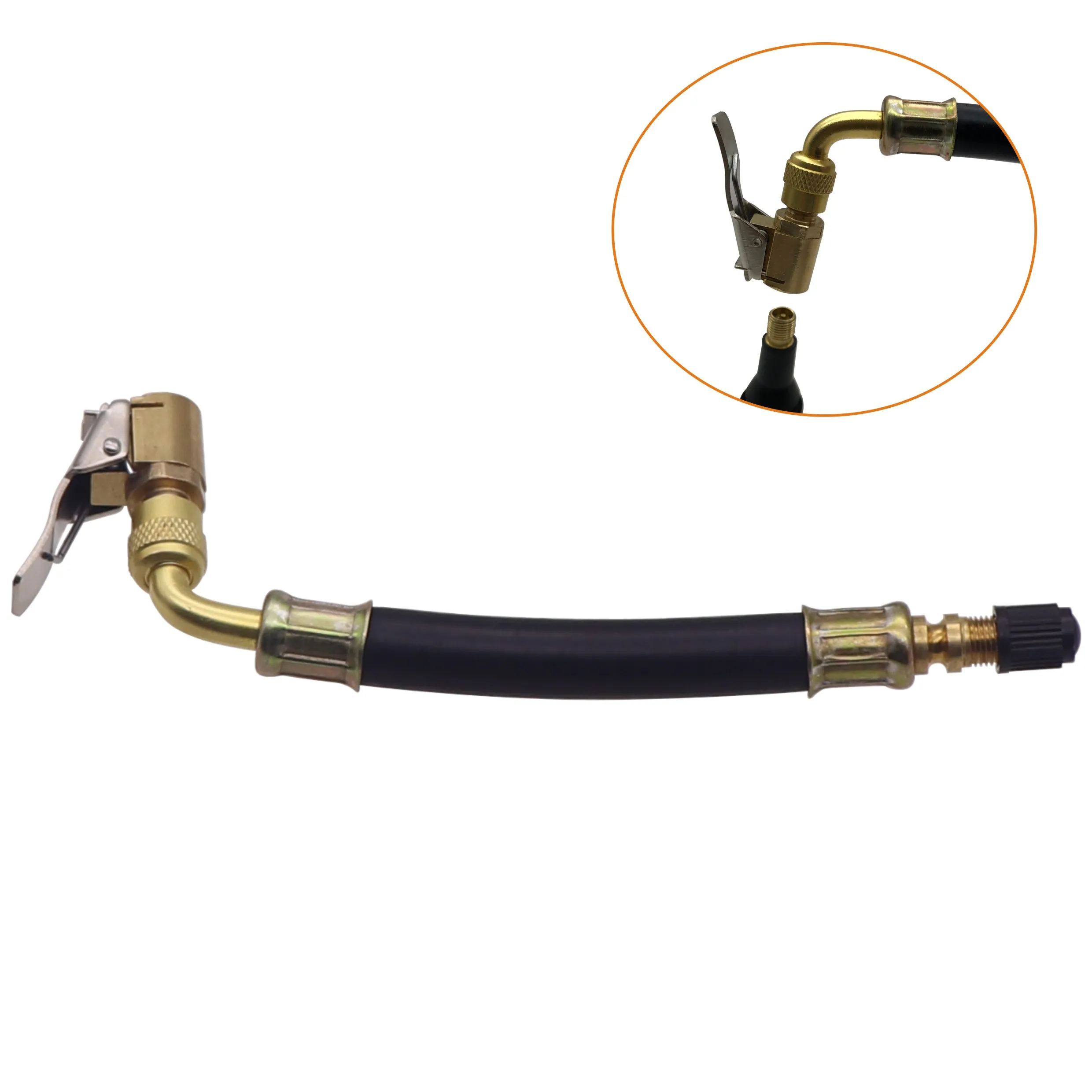 Flexible Hose Braided - อุปกรณ์เติมลมยางที่มีประโยชน์ สายต่อวาล์วยางแบบโค้งงอ 90 องศา ปลายทองเหลือง 3