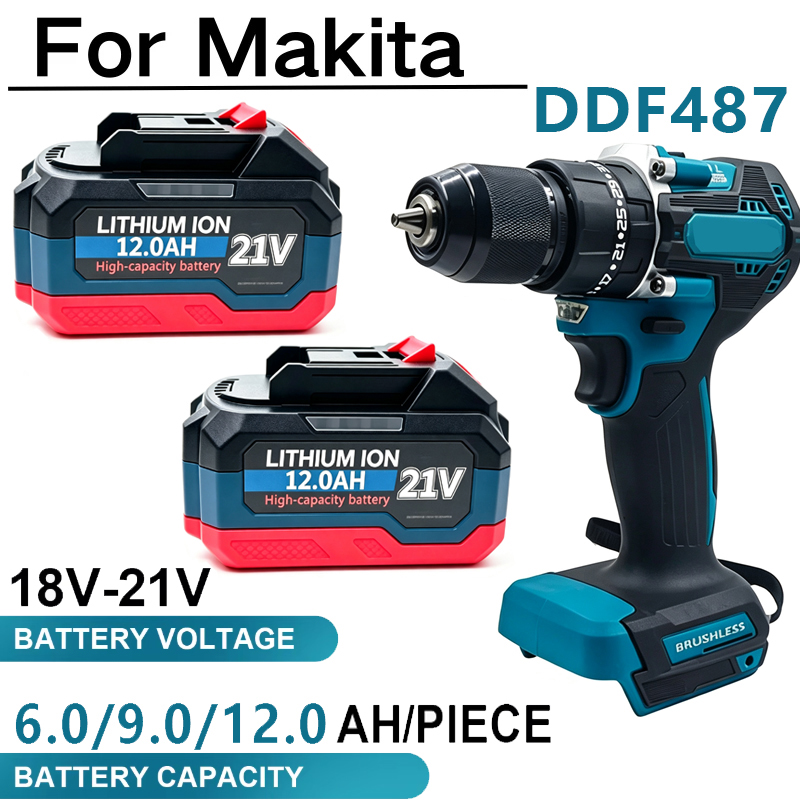 Makita Drill Ddf484 - แบตเตอรี่ 18-21V 12.0Ah แบตเตอรี่แบบชาร์จได้สำหรับ Makita 18V
