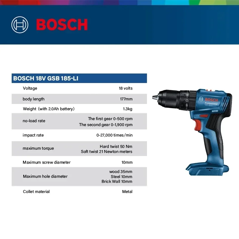 บ๊อช GSB 185-LI 18V สว่านกระแท - Bosch Drill Gsb 18V บทวิจารณ์และราคา